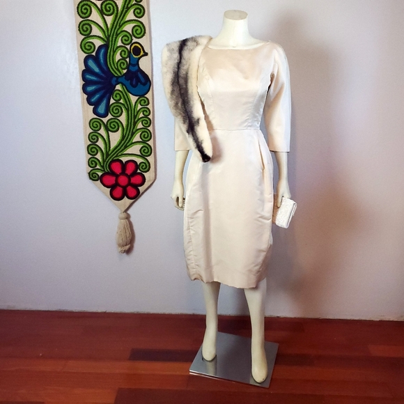 Vintage Dresses & Skirts - Vintage 60s Wedding Dress Tea Length Daytime